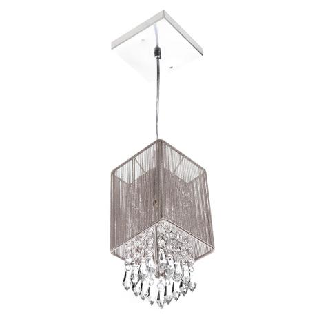 Lustre Pendente de Cupula Quadrado ClearFio Cristal Acrílico Prata - Marryluz Menor preço em Lustre Pendente de Cupula Quadrado ClearFio Cristal Acrílico Prata - Marryluz
