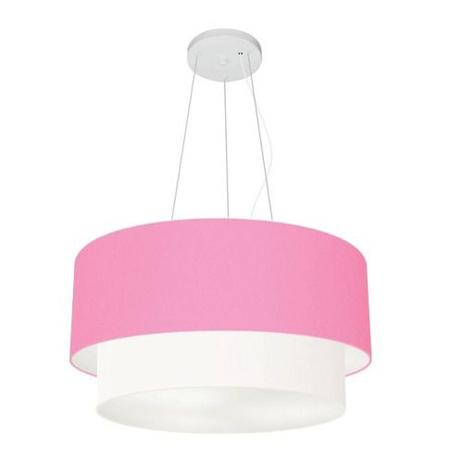 Lustre Pendente Duplo Cilindrico Md-4061 Cupula Tecido 25/50x40cm Rosa Bebe - Vivare iluminação é boa?