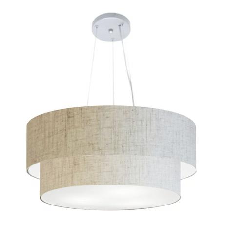 Lustre Pendente Duplo Cilindrico Md-4073 Cupula Tecido 25/80x60cm Rustico Bege - Vivare iluminação é boa?
