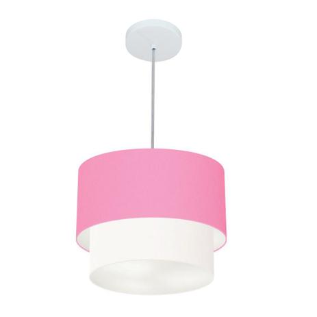 Lustre Pendente Duplo Cilindrico Md-4161 Cupula Tecido 25/30x25cm Rosa Bebe - Vivare iluminação é ruim? Lustre Pendente Duplo Cilindrico Md-4161 Cupula Tecido 25/30x25cm Rosa Bebe - Vivare iluminação é boa?