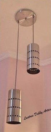 Lustre Pendente Duplo em Alumínio 2 Cilindros - Debby Artes - Lustres debby artes Menor preço em Lustre Pendente Duplo em Alumínio 2 Cilindros - Debby Artes - Lustres debby artes