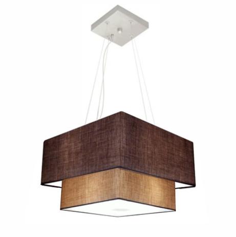Lustre Pendente Duplo Quadrado Vivare Md-4157 Cúpula em Tecido 40x35cm Café - Palha - Vivare iluminação Menor preço em Lustre Pendente Duplo Quadrado Vivare Md-4157 Cúpula em Tecido 40x35cm Café - Palha - Vivare iluminação