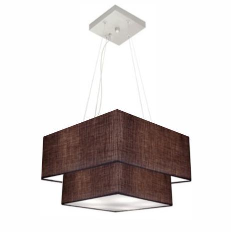 Lustre Pendente Duplo Quadrado Vivare Md-4157 Cúpula em Tecido 40x35cm Café - Vivare iluminação Menor preço em Lustre Pendente Duplo Quadrado Vivare Md-4157 Cúpula em Tecido 40x35cm Café - Vivare iluminação