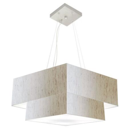 Lustre Pendente Duplo Quadrado Vivare Md-4346 Cúpula em Tecido 70x60cm - Vivare iluminação Menor preço em Lustre Pendente Duplo Quadrado Vivare Md-4346 Cúpula em Tecido 70x60cm - Vivare iluminação