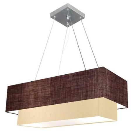 Lustre Pendente Duplo Retangular Md-4164 Cupula Tec 99x40 / 70x30 Cafe Bege - Vivare iluminação Menor preço em Lustre Pendente Duplo Retangular Md-4164 Cupula Tec 99x40 / 70x30 Cafe Bege - Vivare iluminação