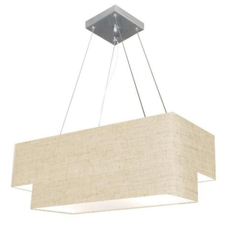 Lustre Pendente Duplo Retangular Md-4164 Cupula Tec 99x40 / 70x30 Rustico / Bege - Vivare iluminação Menor preço em Lustre Pendente Duplo Retangular Md-4164 Cupula Tec 99x40 / 70x30 Rustico / Bege - Vivare iluminação
