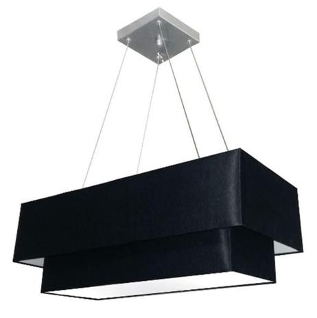 Lustre Pendente Duplo Retangular MD-4164 Cupula Tecido 99x40 / 70x30 Preto - Vivare iluminação Menor preço em Lustre Pendente Duplo Retangular MD-4164 Cupula Tecido 99x40 / 70x30 Preto - Vivare iluminação