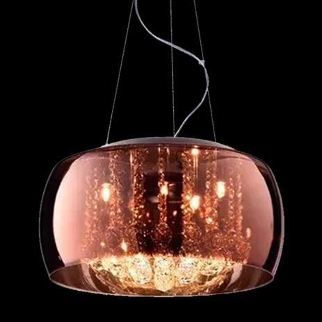 Lustre Pendente Luminaria Sidney 6L G9 de Vidro Metalizado Cobre 50 CM - Chandelie Menor preço em Lustre Pendente Luminaria Sidney 6L G9 de Vidro Metalizado Cobre 50 CM - Chandelie