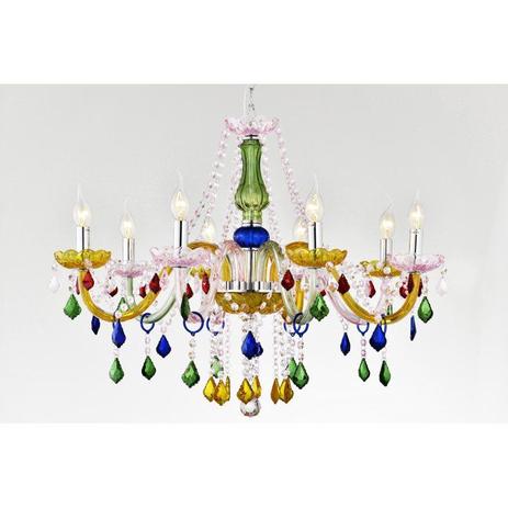 Lustre Pendente Maria Thereza Cristais Colorido 8 Lâmpadas Arquitetizze Menor preço em Lustre Pendente Maria Thereza Cristais Colorido 8 Lâmpadas Arquitetizze