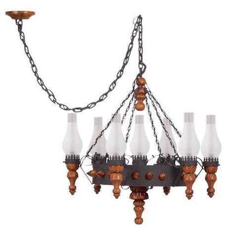 Lustre Pendente Medieval 7 lâmpadas Rústico Vintage Madelustre Menor preço em Lustre Pendente Medieval 7 lâmpadas Rústico Vintage Madelustre