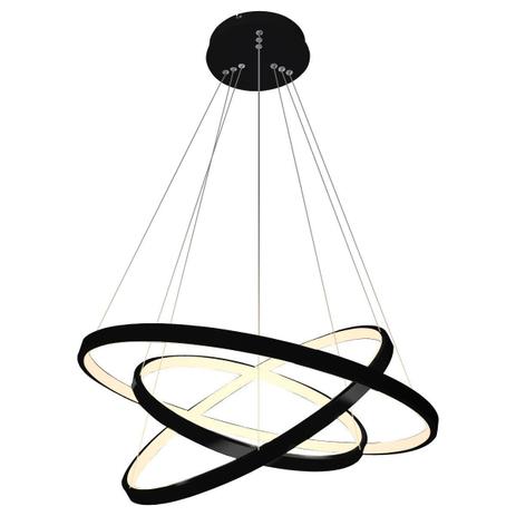 Lustre Pendente Moderno 60cm Anéis Led 75w 3 Arco Preto St517 - Starlumen Menor preço em Lustre Pendente Moderno 60cm Anéis Led 75w 3 Arco Preto St517 - Starlumen