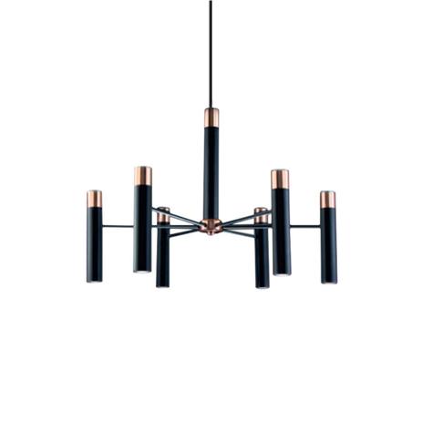 Lustre Pendente Moderno - Mini Tubos Preto e Cobre - Studio Casa Center Menor preço em Lustre Pendente Moderno - Mini Tubos Preto e Cobre - Studio Casa Center