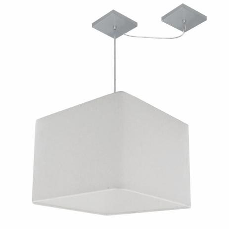 Lustre Pendente Quad C/ Desvio Md-4269 Cupula Tecido 30/40x40cm Branco - Vivare iluminação Menor preço em Lustre Pendente Quad C/ Desvio Md-4269 Cupula Tecido 30/40x40cm Branco - Vivare iluminação