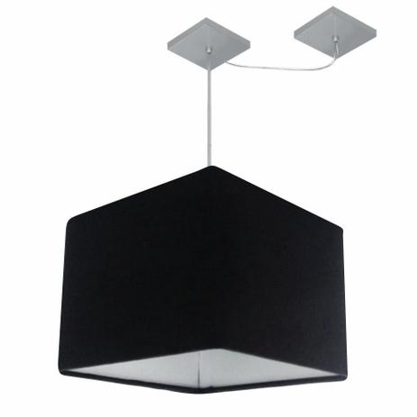 Lustre Pendente Quad C/ Desvio Md-4269 Cupula Tecido 30/40x40cm Preto - Vivare iluminação Menor preço em Lustre Pendente Quad C/ Desvio Md-4269 Cupula Tecido 30/40x40cm Preto - Vivare iluminação