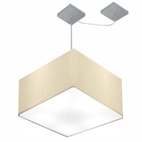 Lustre Pendente Quad C/ Desvio Md-4271 Cupula Tecido 30/40x40cm Algodao Cru - Vivare iluminação Menor preço em Lustre Pendente Quad C/ Desvio Md-4271 Cupula Tecido 30/40x40cm Algodao Cru - Vivare iluminação