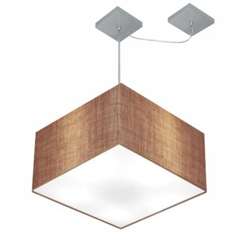 Lustre Pendente Quad C/ Desvio Md-4271 Cupula Tecido 30/40x40cm Palha - Vivare iluminação Menor preço em Lustre Pendente Quad C/ Desvio Md-4271 Cupula Tecido 30/40x40cm Palha - Vivare iluminação