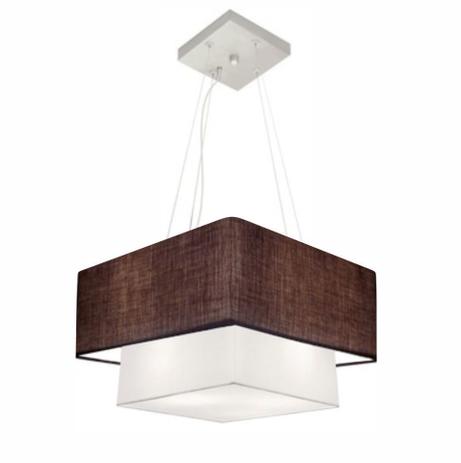 Lustre Pendente Quadrado Duplo Md-4157 Cupula Tecido 25/40x35cm Café - Vivare iluminação Menor preço em Lustre Pendente Quadrado Duplo Md-4157 Cupula Tecido 25/40x35cm Café - Vivare iluminação