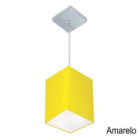 Lustre Pendente Quadrado Md-4007 Cupula Tecido 25/16x16cm Amarela - Vivare iluminação Menor preço em Lustre Pendente Quadrado Md-4007 Cupula Tecido 25/16x16cm Amarela - Vivare iluminação
