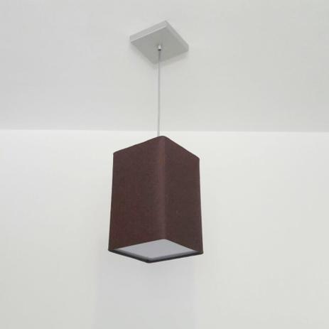 Lustre Pendente Quadrado Md-4007 Cupula Tecido 25/16x16cm Cafe - Vivare iluminação Menor preço em Lustre Pendente Quadrado Md-4007 Cupula Tecido 25/16x16cm Cafe - Vivare iluminação