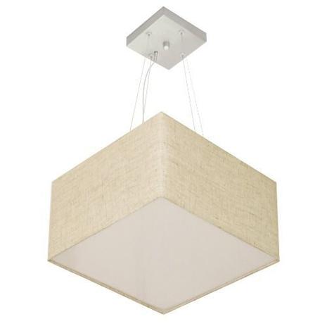 Lustre Pendente Quadrado Md-4041 Cupula Tecido 21/35x35cm Rustico Bege - Vivare iluminação é boa?
