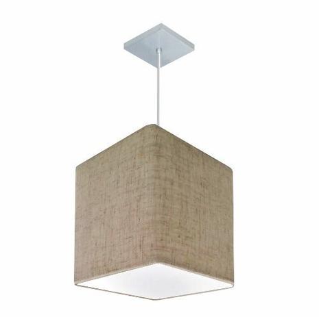 Lustre Pendente Quadrado Md-4051 Cupula Tecido 31/25x25cm Rustico Bege - Vivare iluminação é boa?