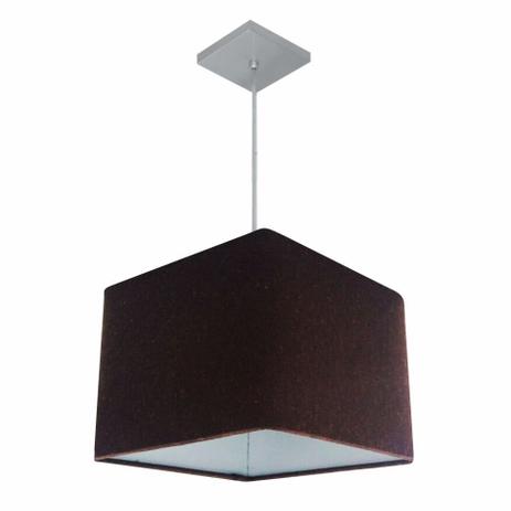 Lustre Pendente Quadrado Md-4059 Cupula Tecido 21/35x35cm Cafe - Vivare iluminação Menor preço em Lustre Pendente Quadrado Md-4059 Cupula Tecido 21/35x35cm Cafe - Vivare iluminação