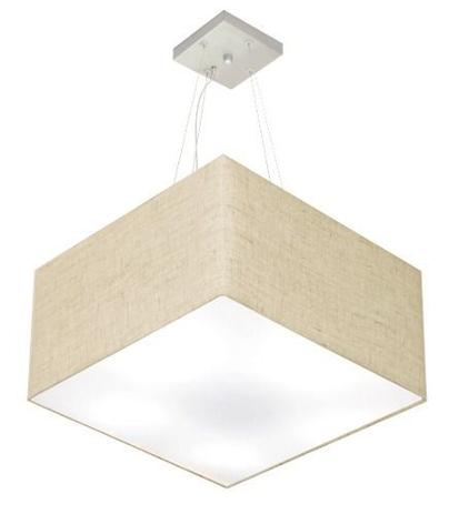 Lustre Pendente Quadrado Md-4075 Cupula Tecido 30/50x50cm Rustico Bege - Vivare iluminação Menor preço em Lustre Pendente Quadrado Md-4075 Cupula Tecido 30/50x50cm Rustico Bege - Vivare iluminação
