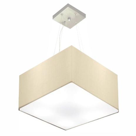 Lustre Pendente Quadrado MD-4197 Cupula Tecido 25/45x45cm Algodao Cru - Vivare iluminação Menor preço em Lustre Pendente Quadrado MD-4197 Cupula Tecido 25/45x45cm Algodao Cru - Vivare iluminação
