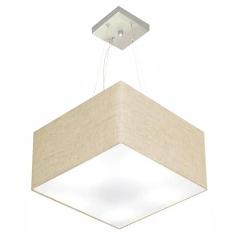 Lustre Pendente Quadrado MD-4197 Cupula Tecido 25/45x45cm Rustico Bege - Vivare iluminação Menor preço em Lustre Pendente Quadrado MD-4197 Cupula Tecido 25/45x45cm Rustico Bege - Vivare iluminação