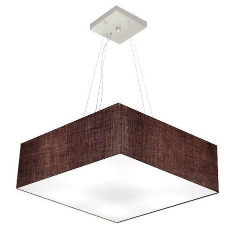 Lustre Pendente Quadrado MD-4198 Cupula Tecido 15/60x60cm Cafe - Vivare iluminação Menor preço em Lustre Pendente Quadrado MD-4198 Cupula Tecido 15/60x60cm Cafe - Vivare iluminação