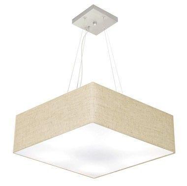 Lustre Pendente Quadrado MD-4198 Cupula Tecido 15/60x60cm Rustico Bege - Vivare iluminação Menor preço em Lustre Pendente Quadrado MD-4198 Cupula Tecido 15/60x60cm Rustico Bege - Vivare iluminação