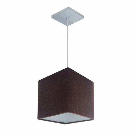 Lustre Pendente Quadrado MD-4224 Cupula Tecido 16/16x16cm Cafe - Vivare iluminação Menor preço em Lustre Pendente Quadrado MD-4224 Cupula Tecido 16/16x16cm Cafe - Vivare iluminação
