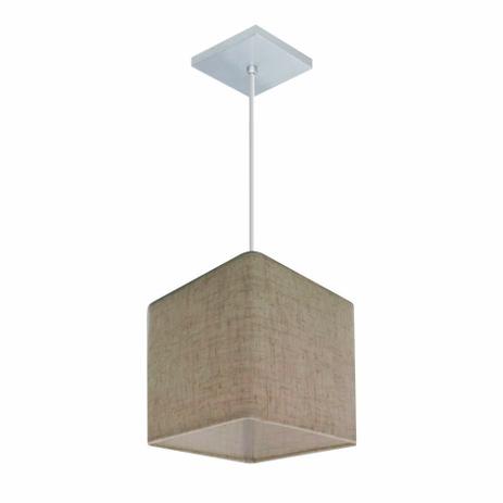 Lustre Pendente Quadrado MD-4224 Cupula Tecido 16/16x16cm Rustico Bege - Vivare iluminação Menor preço em Lustre Pendente Quadrado MD-4224 Cupula Tecido 16/16x16cm Rustico Bege - Vivare iluminação