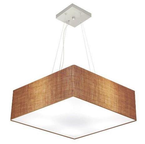 Lustre Pendente Quadrado Vivare Md-4198 Cúpula Tecido 15/60x60cm - Vivare iluminação Menor preço em Lustre Pendente Quadrado Vivare Md-4198 Cúpula Tecido 15/60x60cm - Vivare iluminação