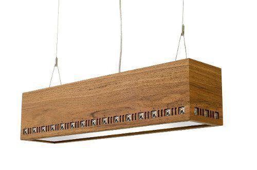 Lustre Pendente Retangular 70cm Madeira e Cristal Adhara Madelustre Menor preço em Lustre Pendente Retangular 70cm Madeira e Cristal Adhara Madelustre