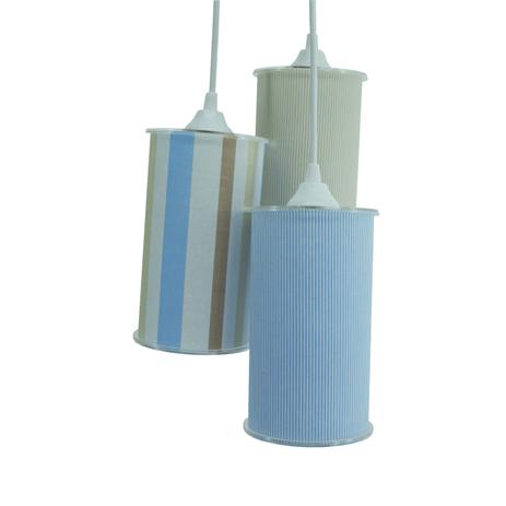 Lustre Pendente Triplo Listrado Crie Casa Azul e Bege Menor preço em Lustre Pendente Triplo Listrado Crie Casa Azul e Bege