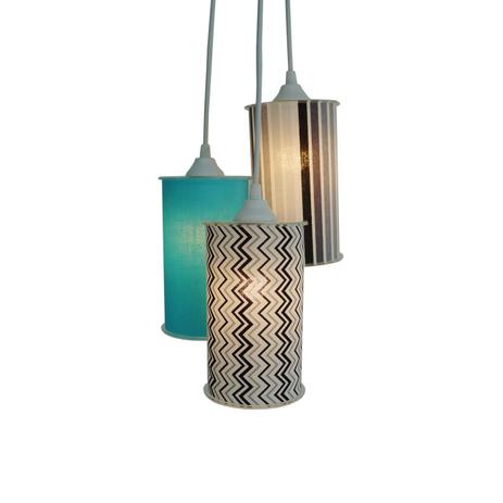 Lustre Pendente Triplo Zig Zag Crie Casa Cinza, Preto e Azul Menor preço em Lustre Pendente Triplo Zig Zag Crie Casa Cinza, Preto e Azul