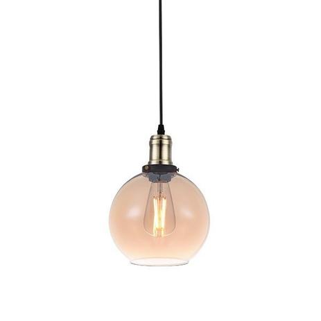 Lustre Pendente Vidro Ambar Vintage Globo Retro Alz12 - Acende a Luz Menor preço em Lustre Pendente Vidro Ambar Vintage Globo Retro Alz12 - Acende a Luz