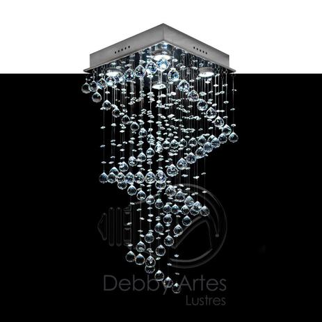 Lustre Plafon de Cristal Asfour - Quadrados - Base 35x35x80 - Debby Artes - Lustres debby artes Menor preço em Lustre Plafon de Cristal Asfour - Quadrados - Base 35x35x80 - Debby Artes - Lustres debby artes