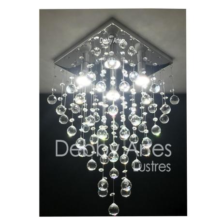 Lustre Plafon de Cristal Legítimo - Base Fina 30x30x60 cm - LCA-13029 - Debby Artes - Lustres Debby Artes Menor preço em Lustre Plafon de Cristal Legítimo - Base Fina 30x30x60 cm - LCA-13029 - Debby Artes - Lustres Debby Artes