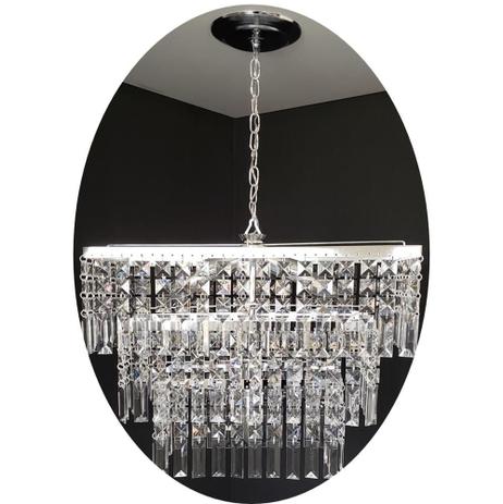 Lustre Retangular Cristal Acrílico Paris 50x30x70 - Lina design Menor preço em Lustre Retangular Cristal Acrílico Paris 50x30x70 - Lina design