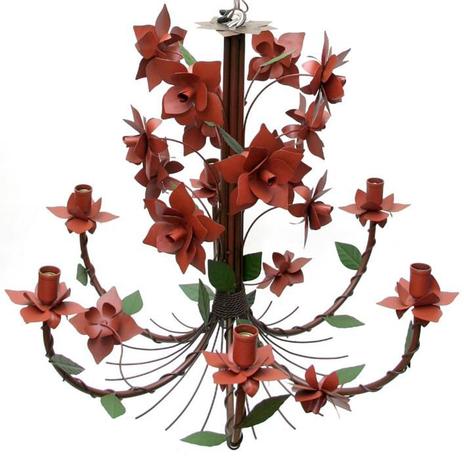 Lustre Rústico Artesanal Sala de Jantar Moderna com Flores 06 Lâmpadas - Libertas Rosas Artesanato Menor preço em Lustre Rústico Artesanal Sala de Jantar Moderna com Flores 06 Lâmpadas - Libertas Rosas Artesanato