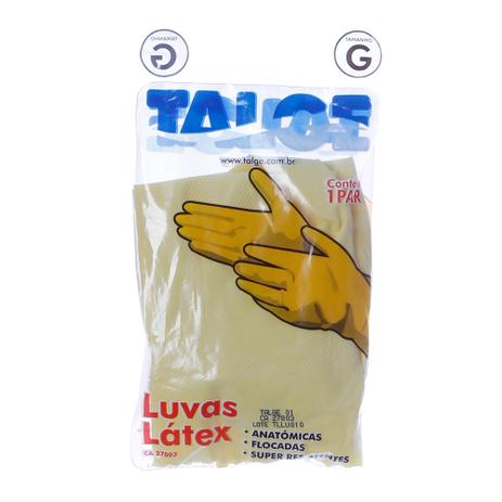 Luva de Látex Emborrachada Amarela Tamanho G Talge Menor preço em Luva de Látex Emborrachada Amarela Tamanho G Talge