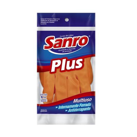 Luva de Latex Sanro Plus Laranja P Menor preço em Luva de Latex Sanro Plus Laranja P