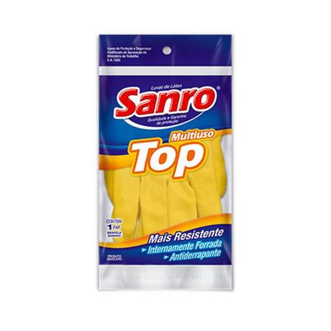 Luva de Latex Sanro Top Amarela G Menor preço em Luva de Latex Sanro Top Amarela G