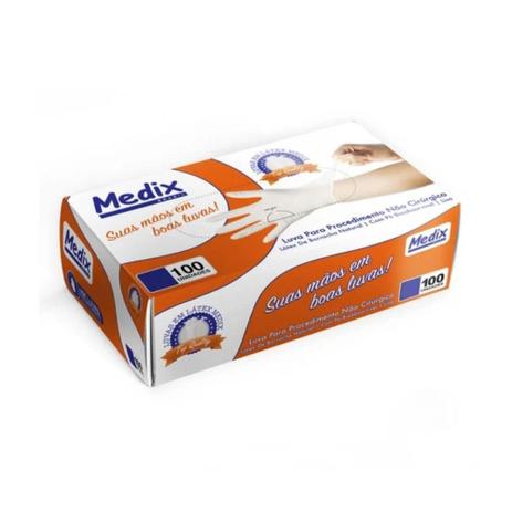Luva de procedimento látex m c/100 unds - medix Menor preço em Luva de procedimento látex m c/100 unds - medix