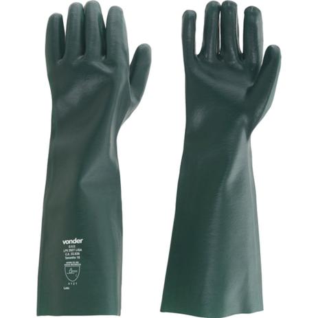 Luva de pvc lisa com forro 35 cm verde pacote com 5 pares - Vonder Menor preço em Luva de pvc lisa com forro 35 cm verde pacote com 5 pares - Vonder