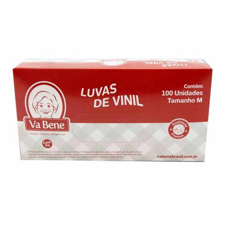 Luva de vinil com po tamanho m 1403 / 100un / vabene Menor preço em Luva de vinil com po tamanho m 1403 / 100un / vabene