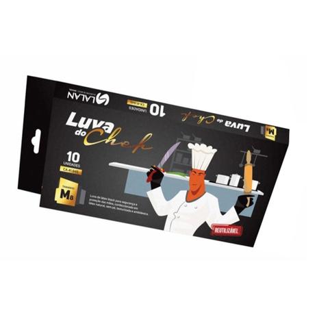 Luva do Chef Preta em Látex Caixa Com 10 Unidades Reutilizavel tam.G - Du Chef Menor preço em Luva do Chef Preta em Látex Caixa Com 10 Unidades Reutilizavel tam.G - Du Chef