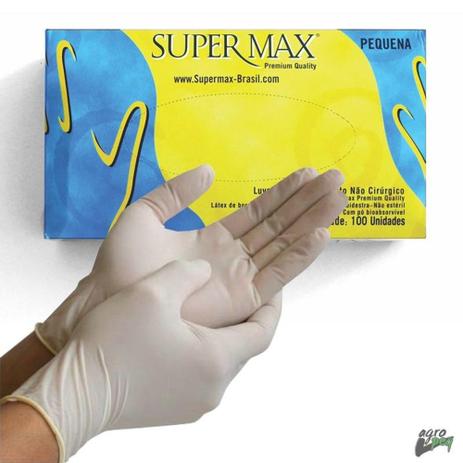 Luva látex - Supermax com pó TAMANHO P Menor preço em Luva látex - Supermax com pó TAMANHO P